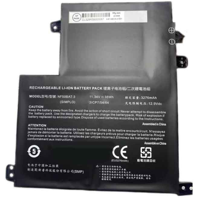 11.34V 3276mAh NF50BAT-3 Laptop Battery for Clevo NF50 N50