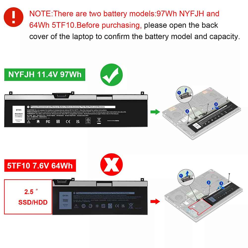 Dell Precision 7330 7530 7540 7730 7740 battery