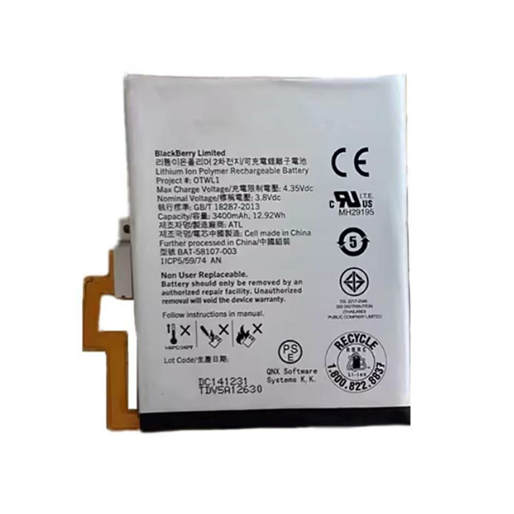 3.8V 3400mAh OTWL1 Smartphone Battery for Blackberry Q30 passport