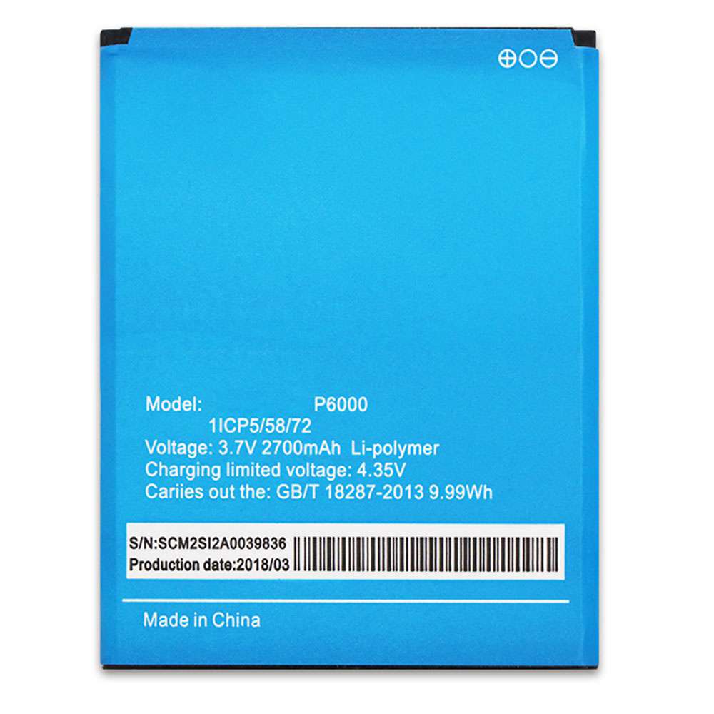 3.7V/4.35V 2700mAh/9.99WH ELEPHONE P6000 Replacement Battery