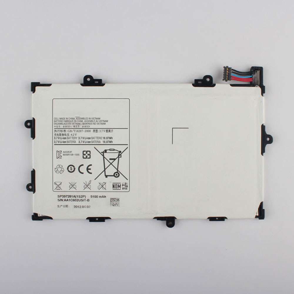3.7V 5100MAH/18.87Wh SP397281A Tablet Battery for Samsung Tab 7.7 GT-P6800 P6800 SCH-I815