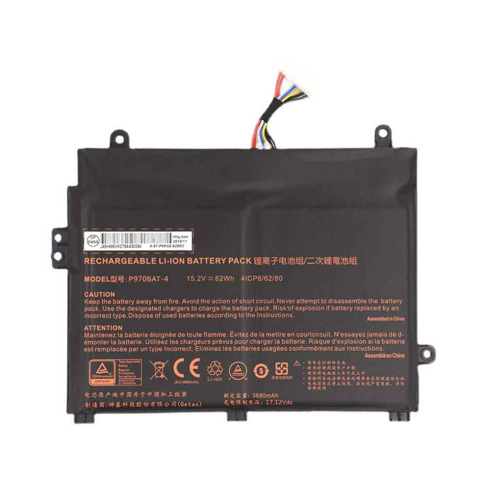 15.2V 62Wh P970BAT-4 Laptop Battery for Clevo P960 Erazer X17801 NP8955 NP8967