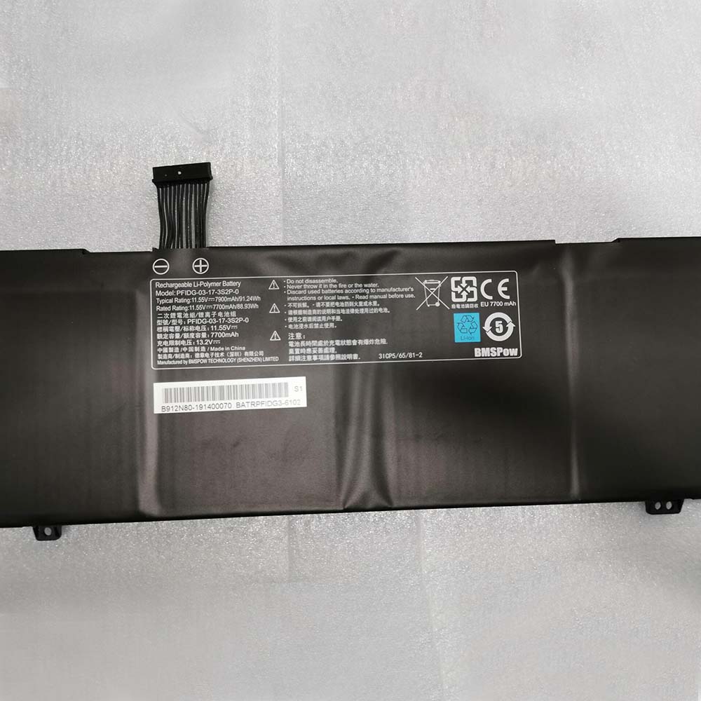 11.55V/13.2V 7900mAh/91.24Wh PFIDG-03-17-3S2P-0 Laptop Battery for Clevo PFIDG-03-17-3S2P-0