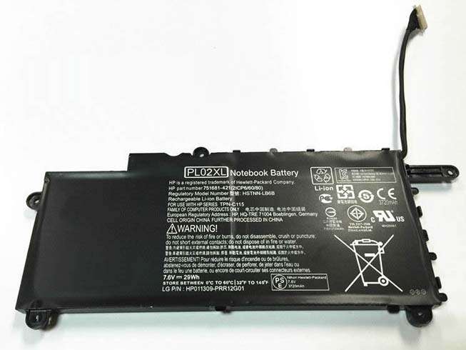 7.6V 29WH PL02XL Laptop Battery for Hp Pavilion 11-n X360