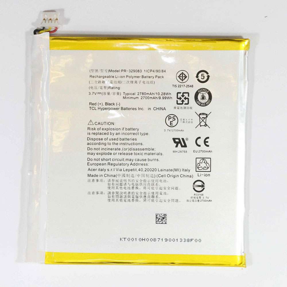 3.7V 2780mAh/10.28WH PR-329083 Tablet Battery for Acer Iconia One 7 B1-770 A5007
