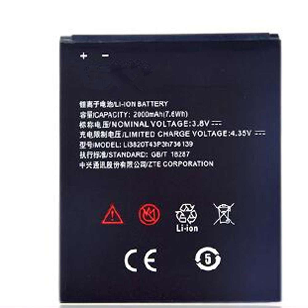 3.8V/4.35V 2000mAh/7.6WH Li3820T43P3h736139 Smartphone Battery for ZTE Q302C phone