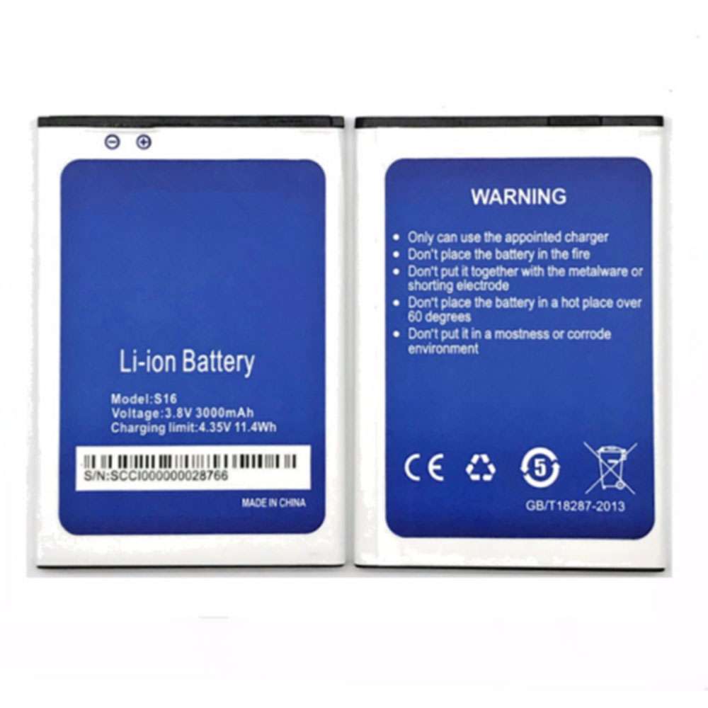3.8V/4.35V 3000mAh/11.4Wh S16 Smartphone Battery for HOMTOM S16