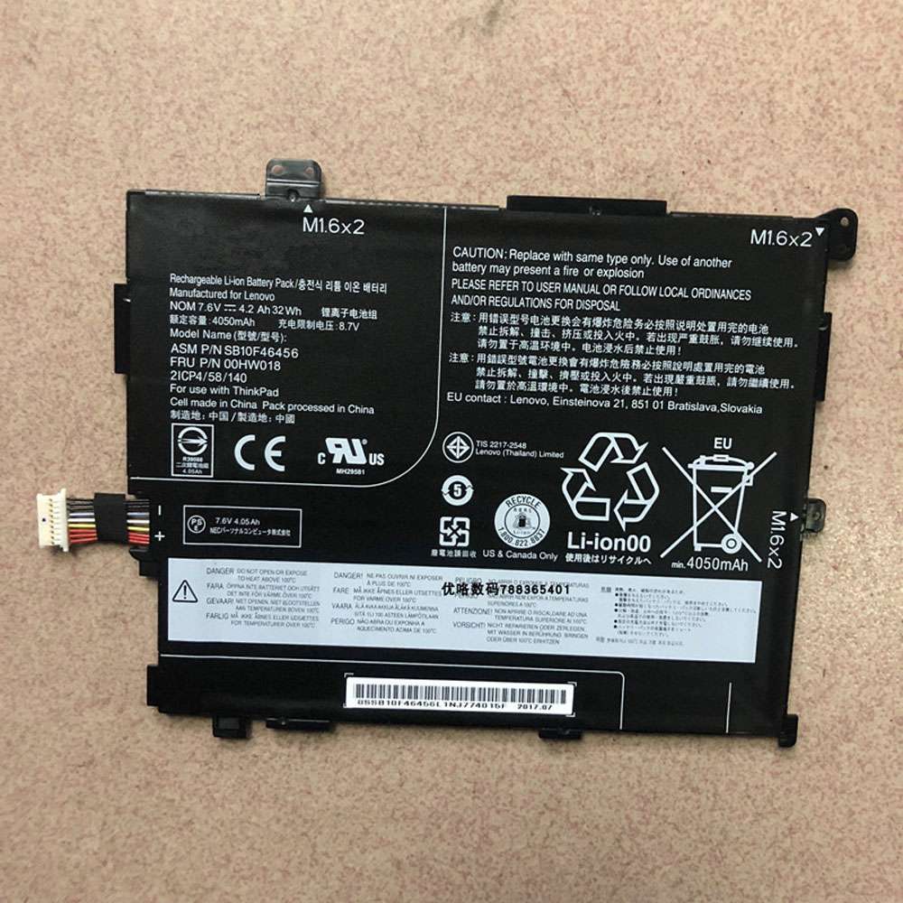 7.6V 32Wh/4.2Ah SB10F46456 Laptop Battery for Lenovo Thinkpad 10 2 Generation