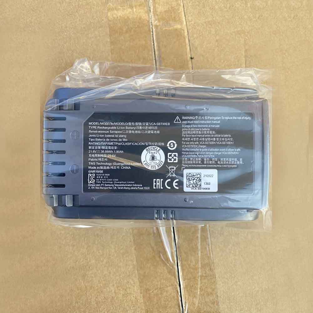 21.6V 25.6V 38.88Wh 1.8Ah VCA-SBT90EB Vacuum Cleaner Battery for Samsung Stick Vacuum