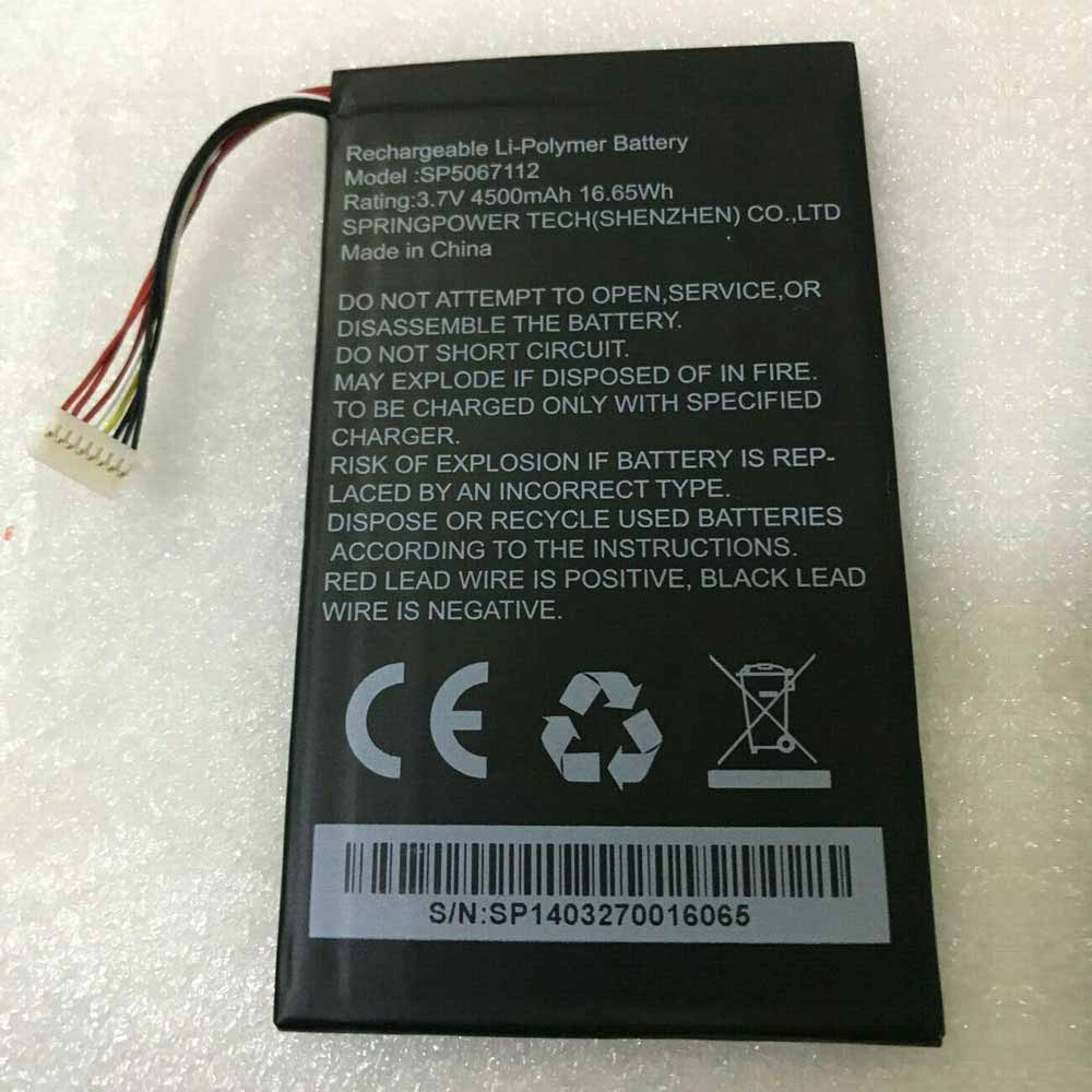 3.7V/4.2V 4500mAh 16.65Wh SP5067112 Tablet Battery for Fuhu Nabi DreamTab HD8 DMTAB IN08A