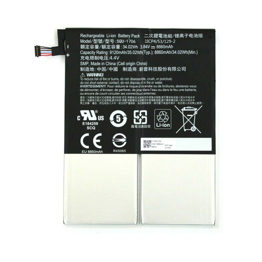 3.84V/4.4V 8860mAh/34.02WH SQU-1706 Laptop Battery for Acer Chromebook Tab 10