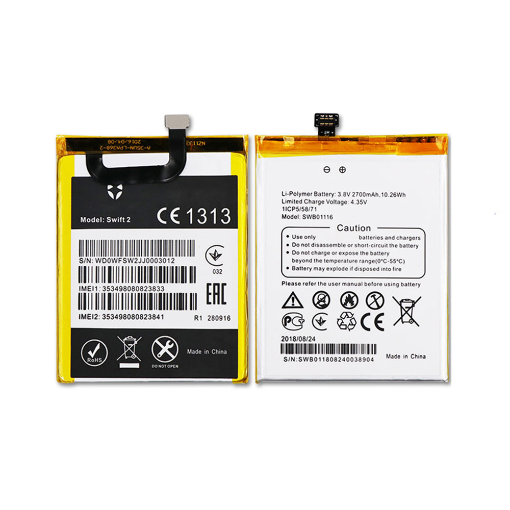 3.8V/4.35V 2700mAh/10.26WH SWB01116 Smartphone Battery for Wileyfox Swift 2/2 Plus