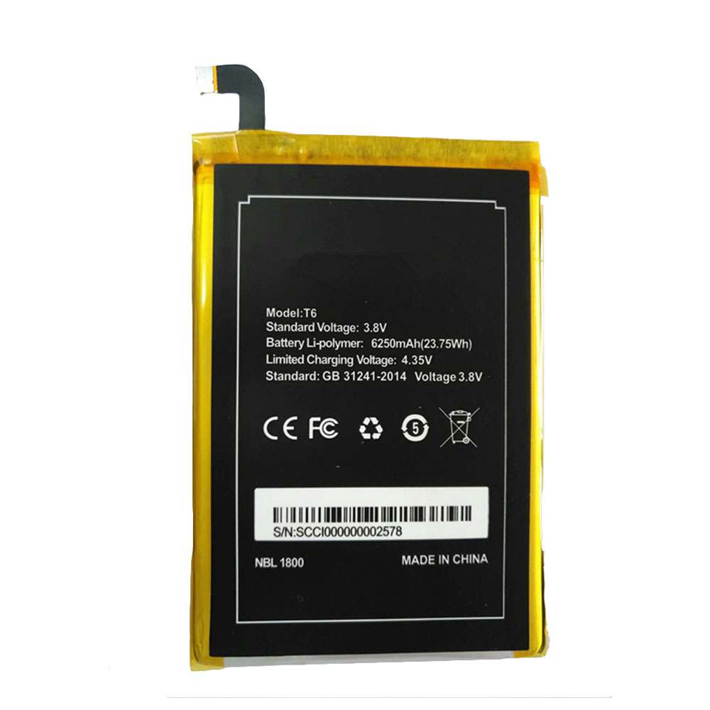 6250mah 3.8V/4.35V Doogee T6/T6 Pro Replacement Battery