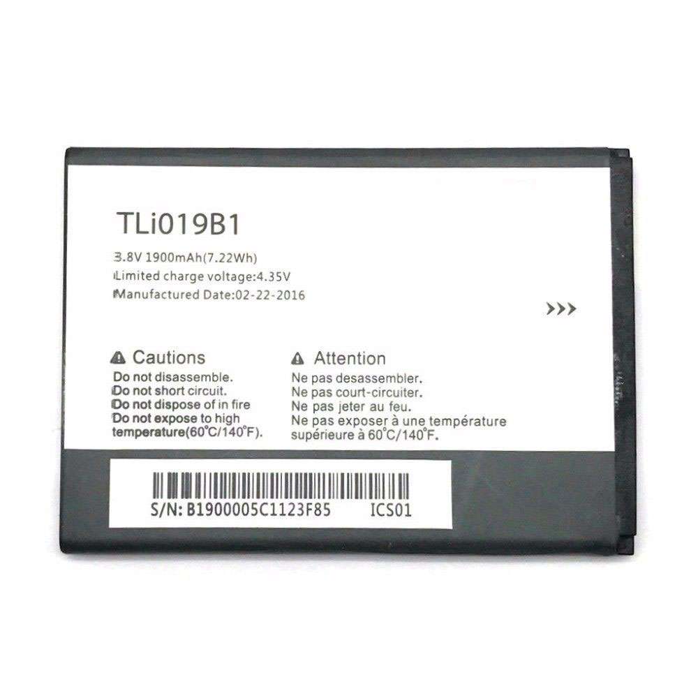 3.8V/4.35V 1900MAH/7.22Wh TLI019B1 Smartphone Battery for Alcatel One Touch POP C7 7041D POP D7 OT991 992D 916D 6010