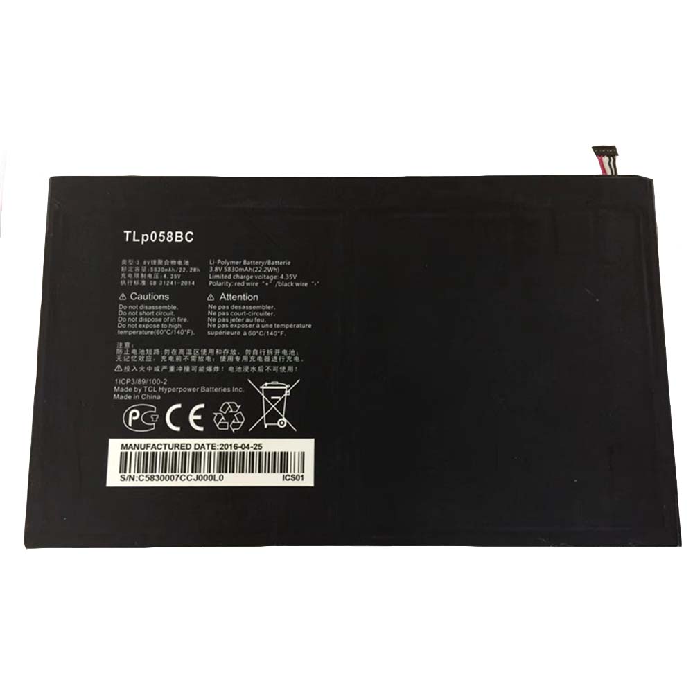 3.85V 5830mAh/22.45Wh TLP058BC Tablet Battery for Alcatel TLP058B2 TLP058BC