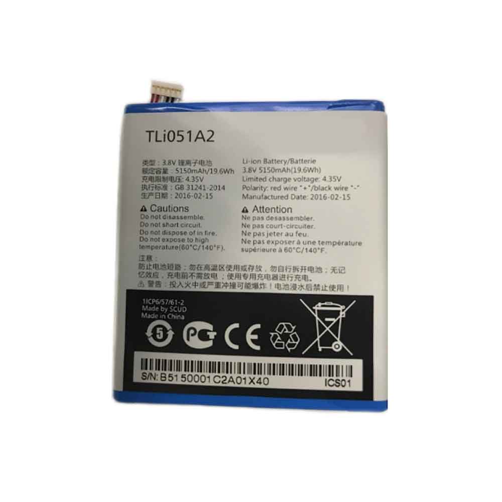 3.8V 5150mAh TLi051A2 Smartphone Battery for Alcatel One Touch Link Y854VB EE60