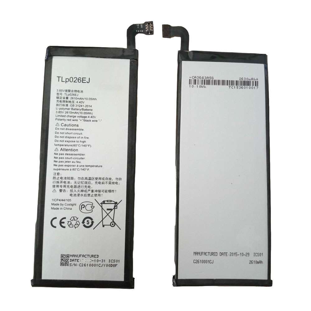 3.85V/4.4V 2610MAH/10.05Wh TLp026EJ Smartphone Battery for Alcatel idol 4 OT6055 6055 6055K 6055B 6055H