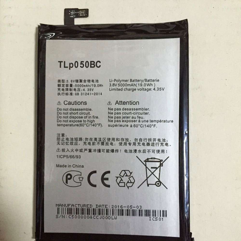 3.8V/4.35V 5000mAh/19.0WH TLp050BC Smartphone Battery for Alcatel Onetouch