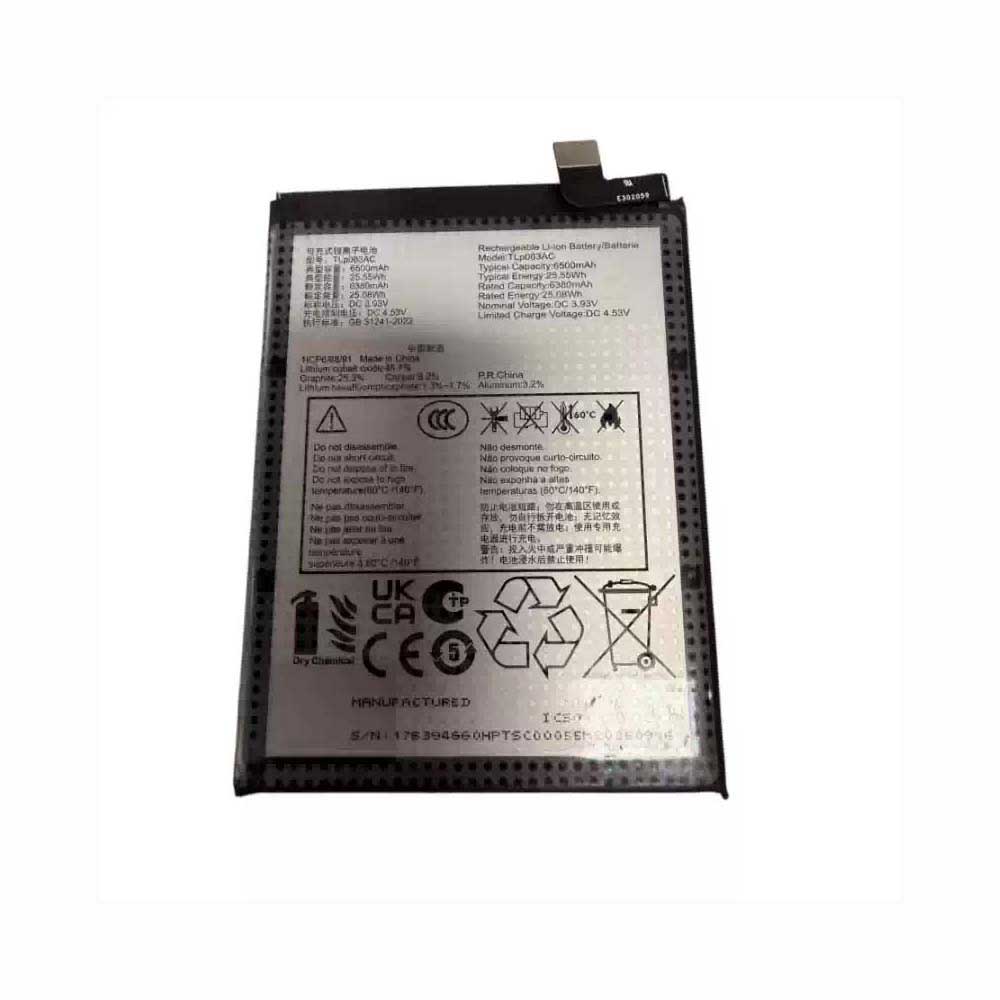 3.93V 6500mAh TLp063AC Smartphone Battery for Alcatel TLp063AC