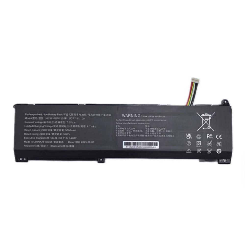 7.6V 5000mAh U6151107PV-2S1P Laptop Battery for RTDPART N156MU3 U6151107PV-2S1P