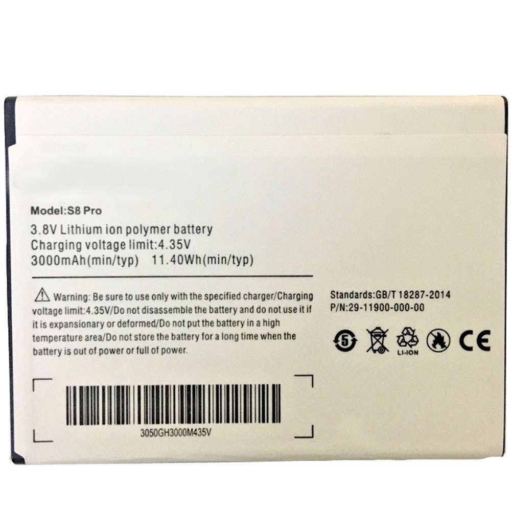 3.8V/4.35V 3000MAH /11.4WH Ulefone S8 S8 Pro Replacement Battery