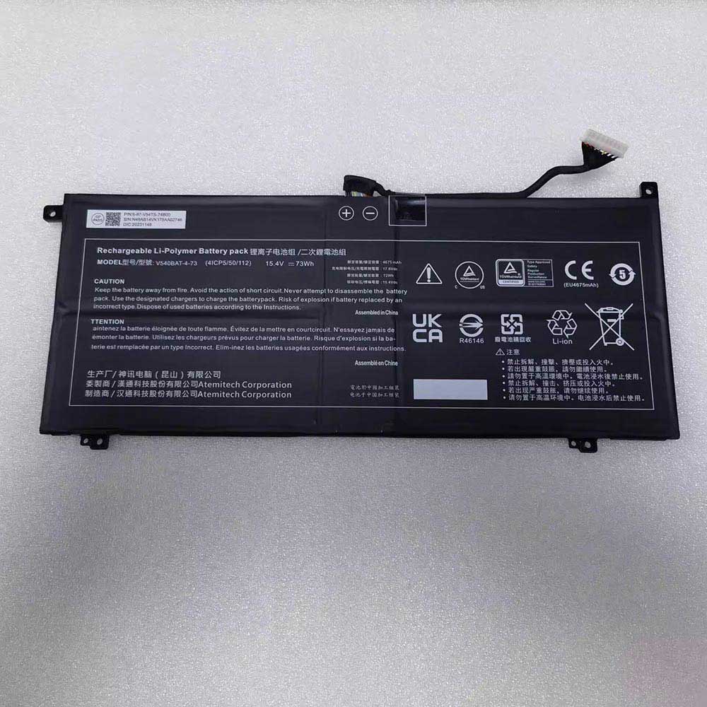 15.4V 4675mAh V540BAT-4-73 Laptop Battery for Clevo 6-87-V54TS-71N0