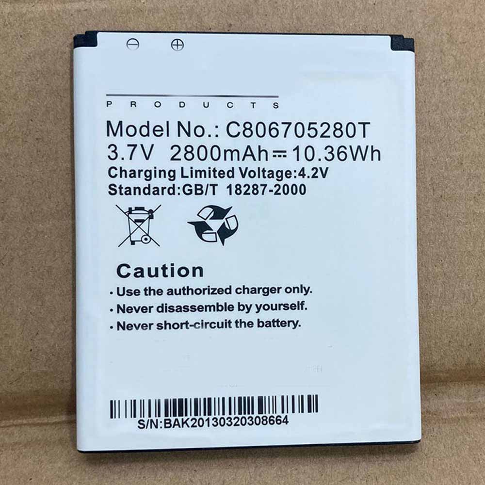 3.7V/4.2V 2800mAh/10.36WH C806705280T Smartphone Battery for BLU Studio 5.3 S D590 Quattro