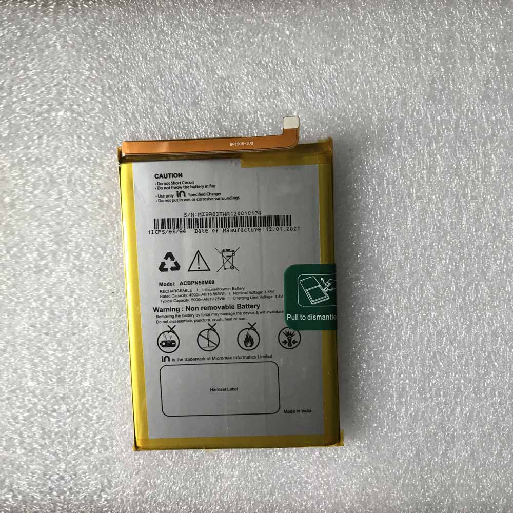 3.85V/4.4V 4900mAh/18.865WH ACBPN50M09 Smartphone Battery for Other phone
