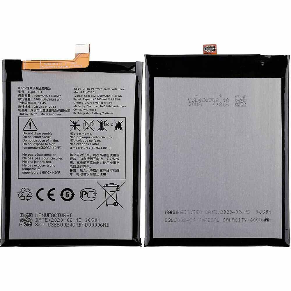 3.85V/4.4V 3860mAh/14.86WH TLp038D1 Smartphone Battery for Alcatel TLp038D1