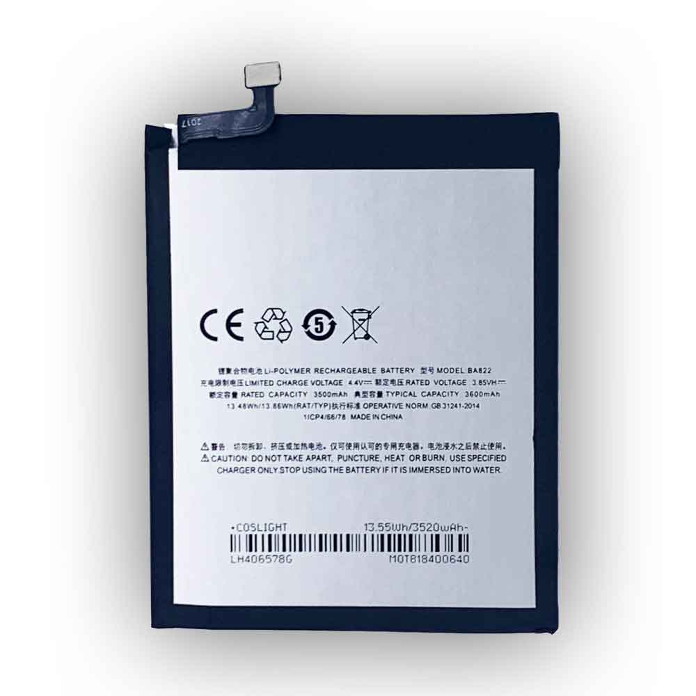 3.85V 4.4V 3500mAh/13.48WH BA822 Smartphone Battery for Meizu Note 8
