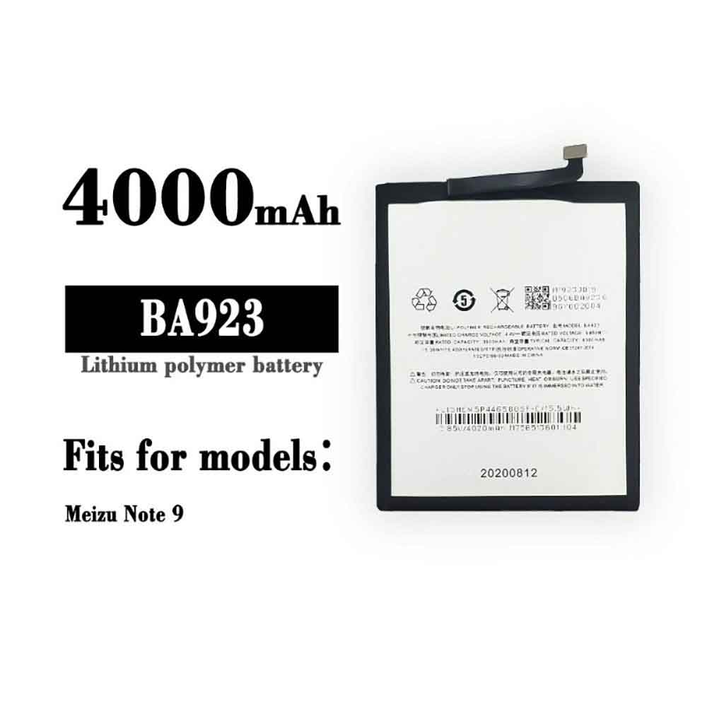 3.85V 4.4V 4000mAh/15.40WH BA923 Smartphone Battery for Meizu Note 9 M923Q M1923
