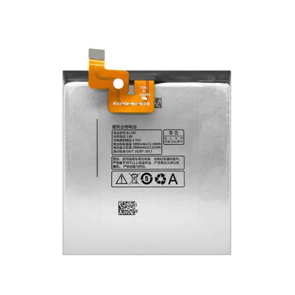 3.8V 4.35V 3000mAh/11.40WH BL230 Smartphone Battery for Lenovo Vibe Z2 Z2W Z2T K920