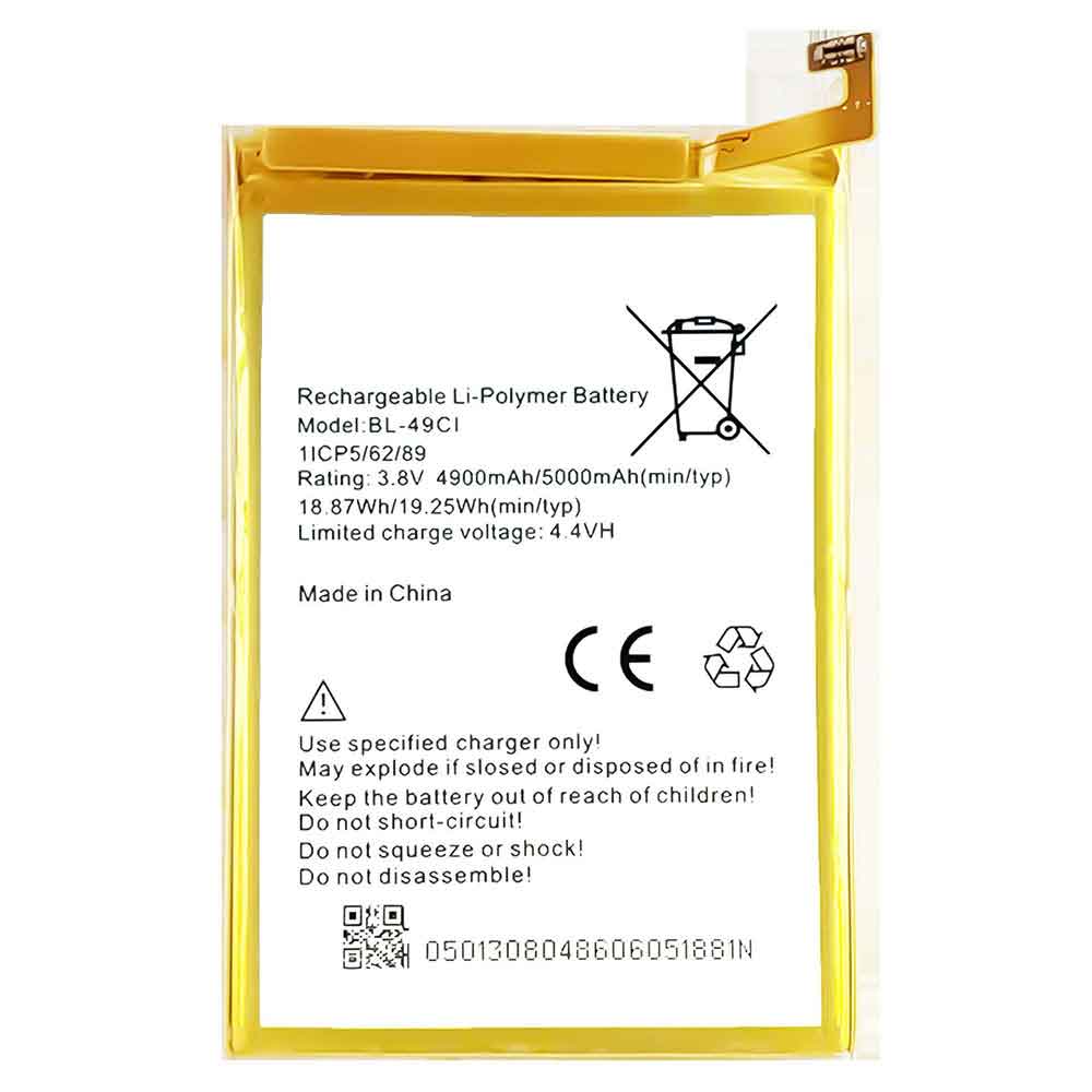 3.8V 4.4V 5000mAh/19.25WH BL-49CI Smartphone Battery for Itel P12 P11 P41