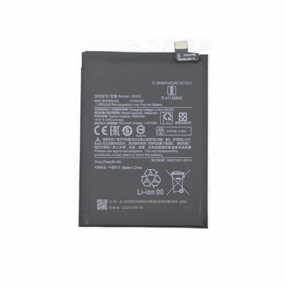 3.87V/4.45V 4900mAh/18.9WH BN59 Smartphone Battery for Xiaomi Note 10