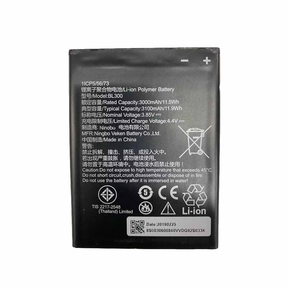 3.85V/4.4V 3000mAh/11.5WH BL300 Smartphone Battery for Lenovo BL300