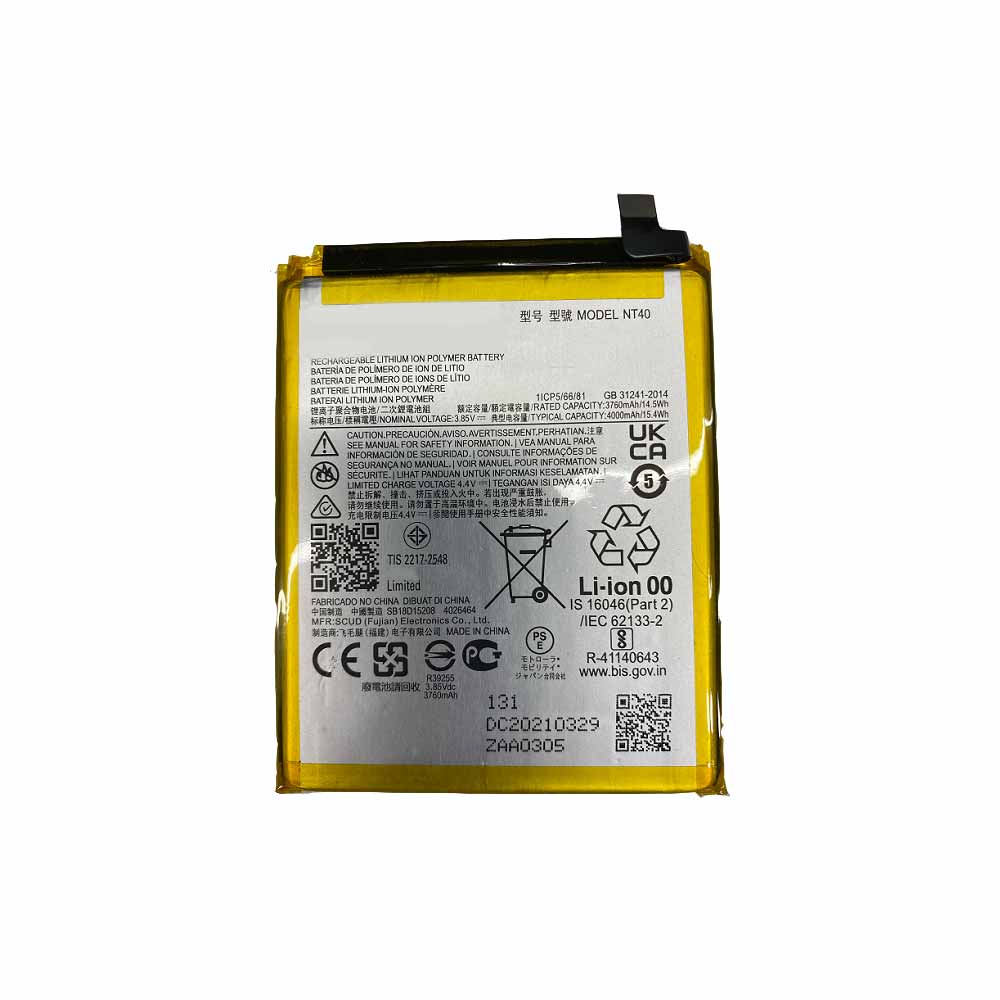 3.85V/4.4V 3760mAh/14.5WH NT40 Smartphone Battery for Motorola NT40