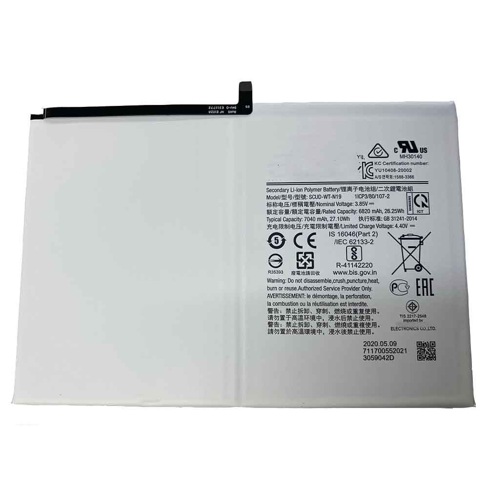 3.85V 4.4V 6820mAh 26.25WH SCUD-WT-N19 Tablet Battery for Samsung Tab A7 T500 T505C