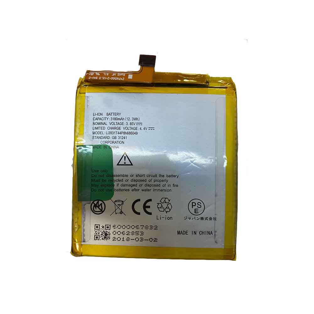 3.85V 4.4V 3180mAh 12.3WH Li3929T44P8h686049 Smartphone Battery for ZTE Z999