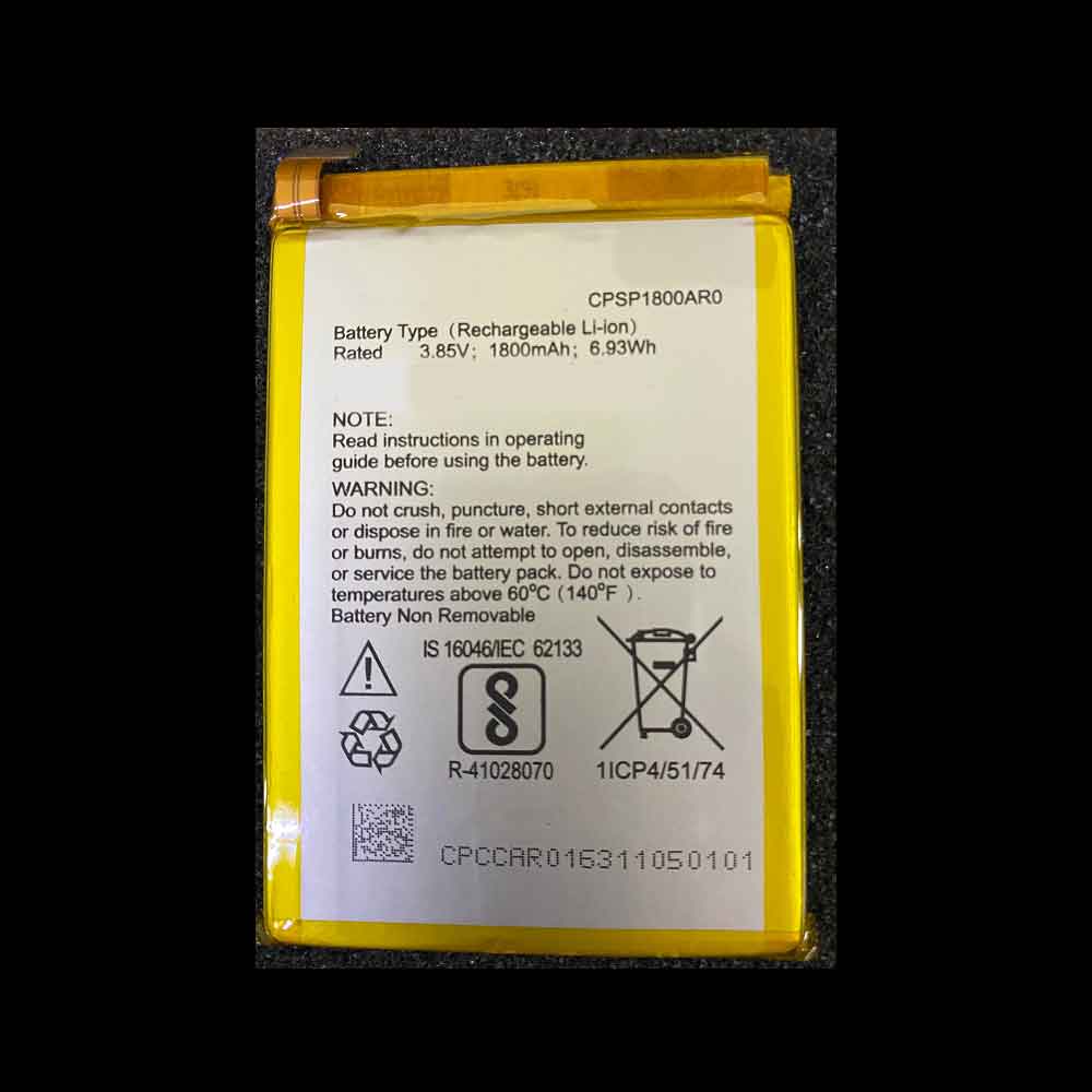3.85V 1800mAh 6.93WH CPSP1800AR0 Smartphone Battery for Panasonic CPSP1800AR0