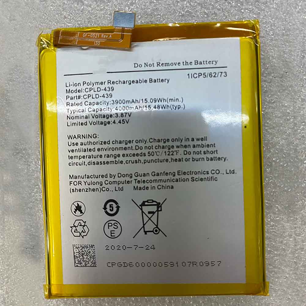3.87V 4.45V 3900mAh 15.09WH CPLD-439 Smartphone Battery for Coolpad CPLD-439
