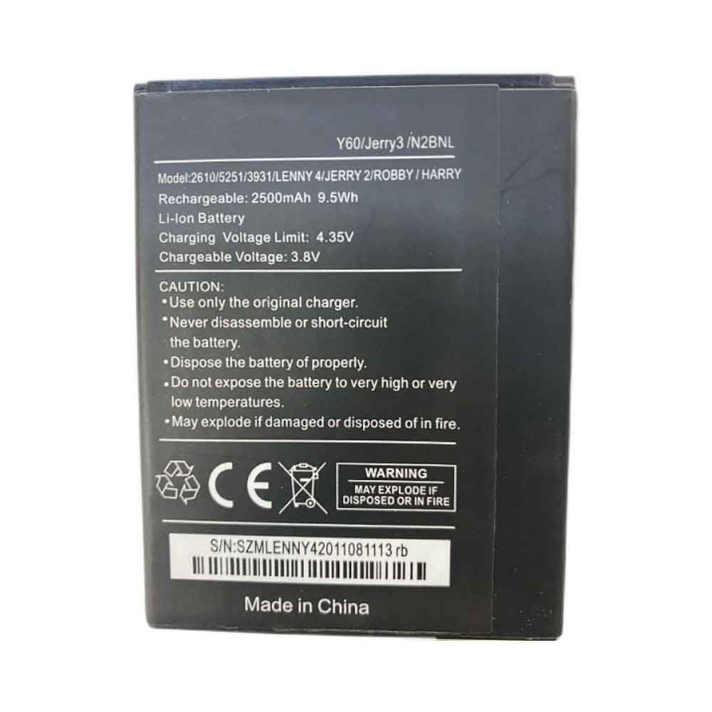 3.8V 4.35V 2500mAh 9.5WH Y60 Smartphone Battery for Wiko 2610 5251 3931