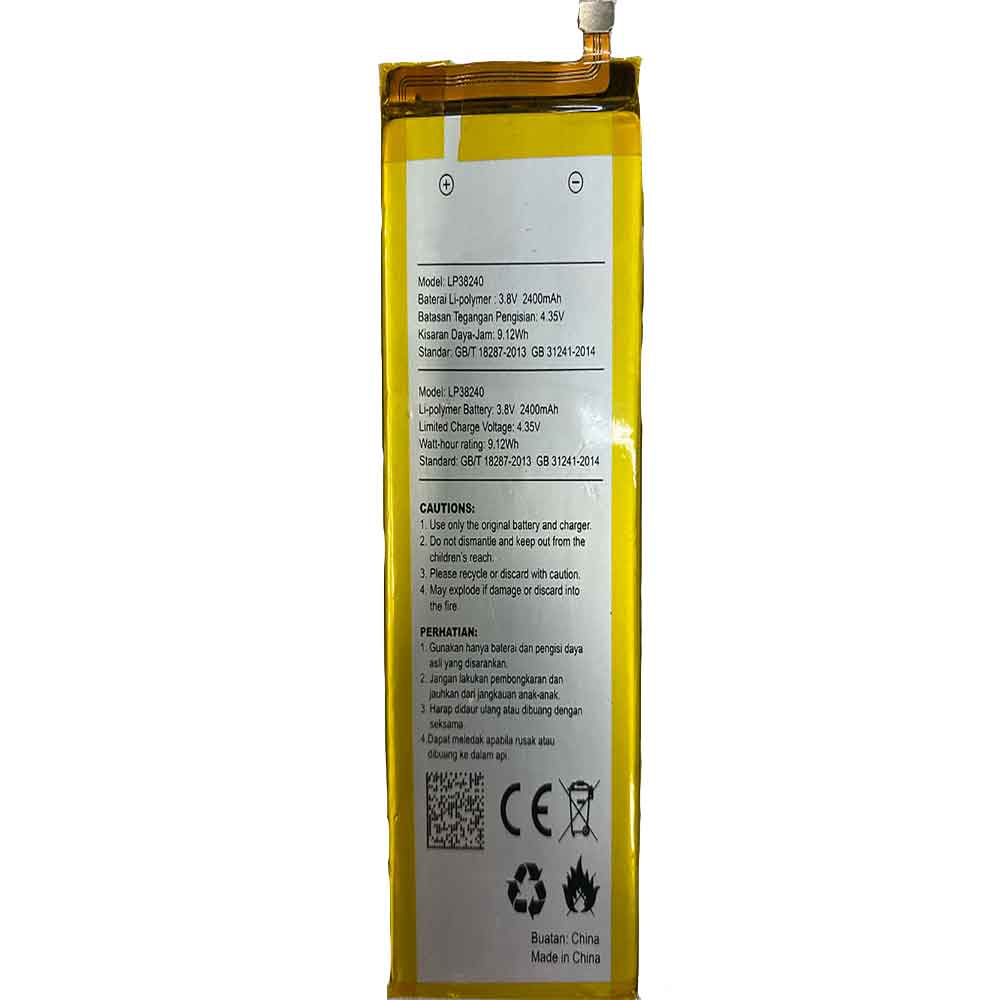 3.8V 4.35V 2400mAh 9.12WH LP38240 Smartphone Battery for Hisense LP38240