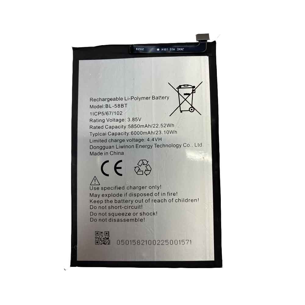 3.85V 4.40V 5850mAh 22.52WH Tecno BL-58BT Replacement Battery