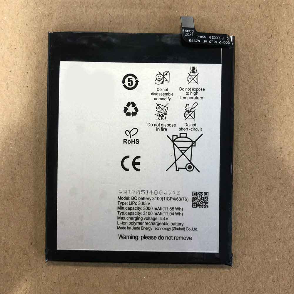 3.85V 4.4V 3000mAh 11.55WH BQ-battery-3100 Smartphone Battery for BQ Aquaris X / X Pro