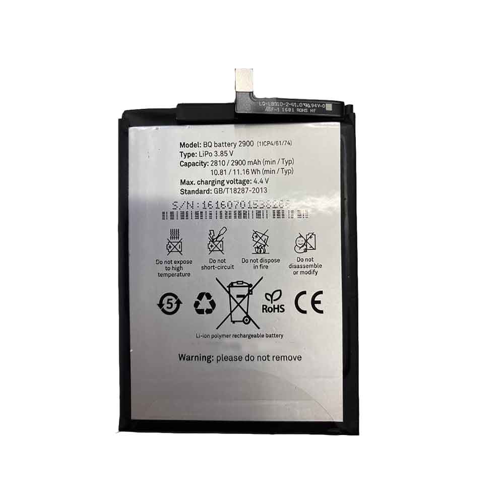 3.85V 4.4V 2810mAh 10.81WH BQ-battery-2900 Smartphone Battery for BQ Aquaris X5