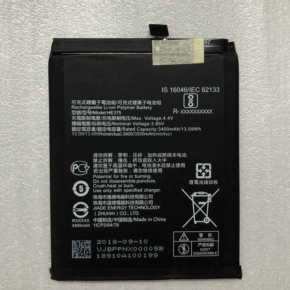 3.85V 4.4V 3400mAh 13.09WH HE375 Smartphone Battery for Nokia HE375