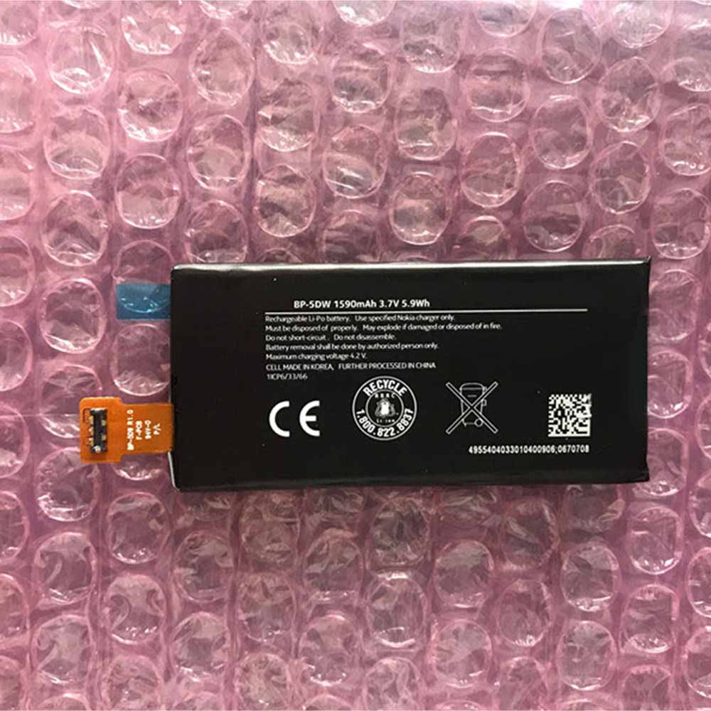 3.7V 4.2V 1590mAh 5.9WH BP-5DW Smartphone Battery for Nokia BP-5DW