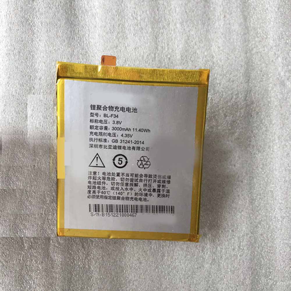 3.8V 4.35V 3000mAh 11.40WH BL-F34 Smartphone Battery for Phicomm 2S