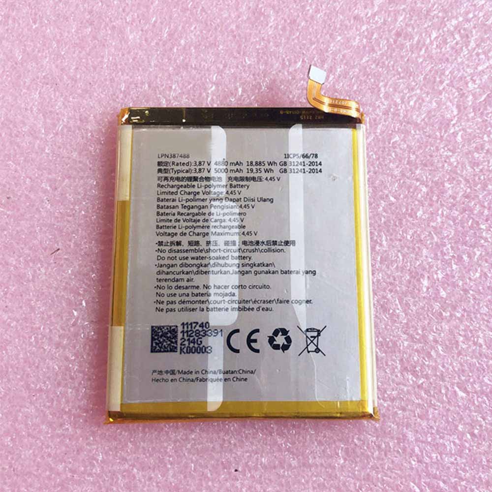 3.87V 4.45V 4880mAh 18.885WH LPN387488 Smartphone Battery for Hisense LPN387488