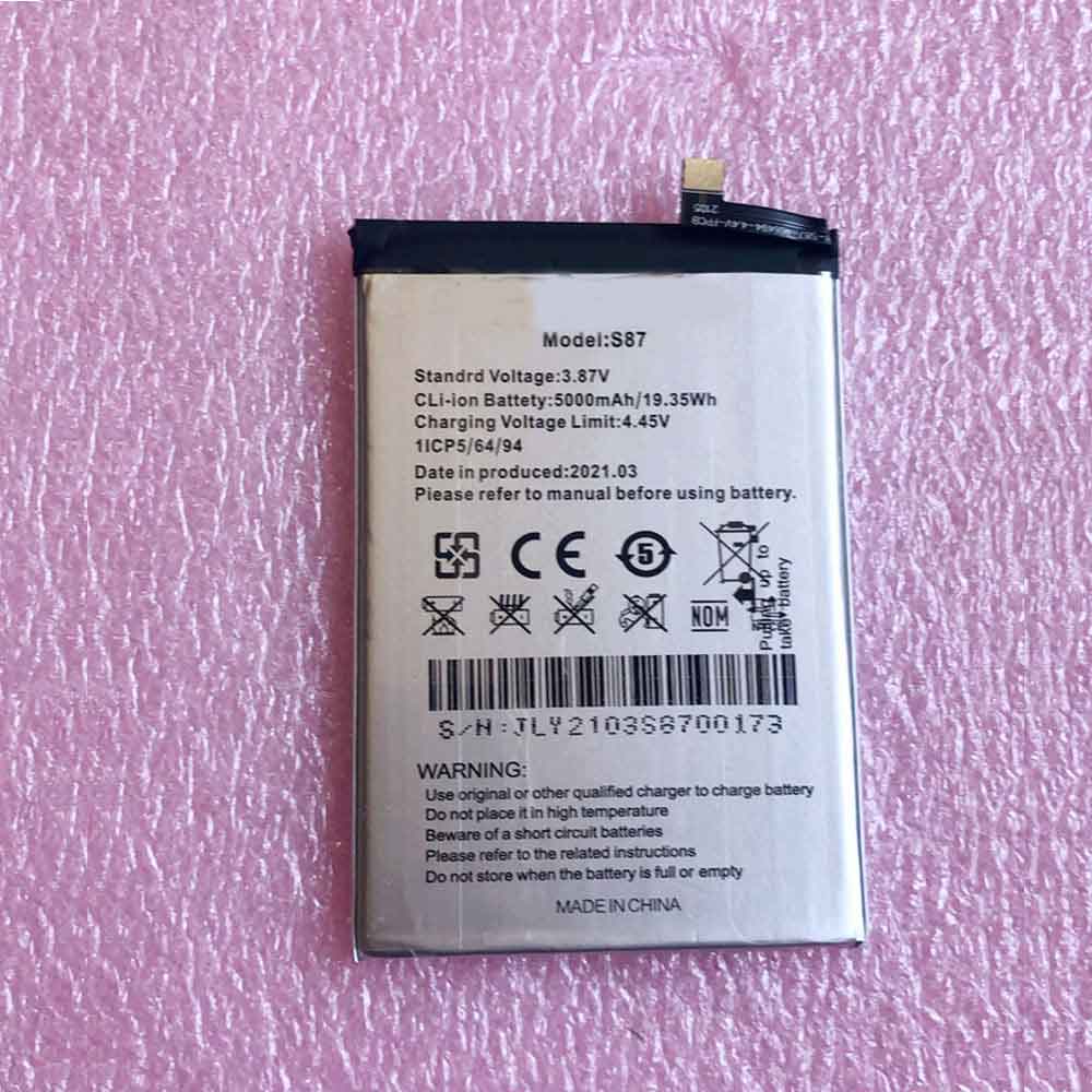 3.87V 4.45V 5000mAh 19.35WH S87 Smartphone Battery for Oukitel S87